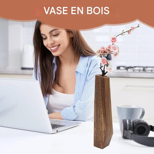 Vase en bois pour réchauffer une décoration blanche ou froide - 4