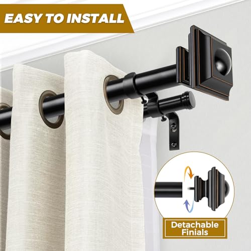 Tringle à rideaux double extensible noir mat avec embout carré métal - 8
