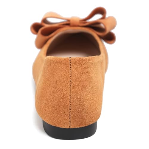 Image of WENJIAZHIZHI Square Toe Bow Ballet Slip-On | Classic Suede Finish,Chic Bow Detail,Effortless Everyday Style,Wedding Party Office,Plus Size Available
