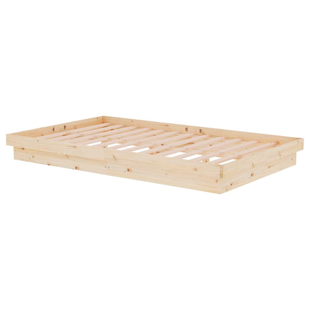 Estructura de Cama de Madera Maciza Pino 120x200 cm con cabecero rústico Soporte para colchón Dormitorio Descanso hogar