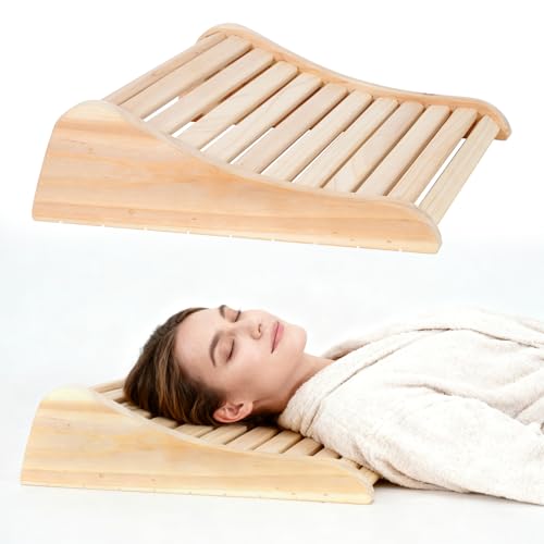 2 Stück Sauna Kopfstütze aus 100% Naturholz - Ergonomisches Saunazubehör für entspanntes Liegen -Hochwertige Nackenstütze für maximale Erholung