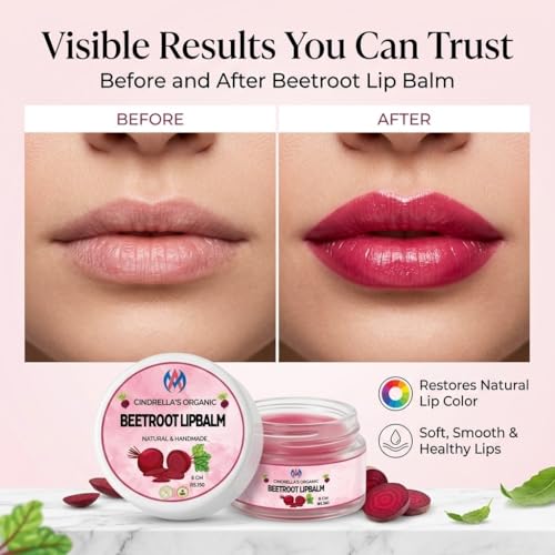 Image of Beetroot Lip Balm for Natural Pink Lips | Hydrating & Moisturizing Lip Care | Repairs Dry & Chapped Lips | Chemical-Free Daily Use Lip Balm for Men & Women