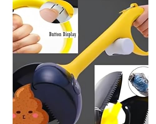 Image of Pooper Scooper for Dogs and Cats with Trash Bags (Including 5 Rolls of Trash Bag) (Yellow)