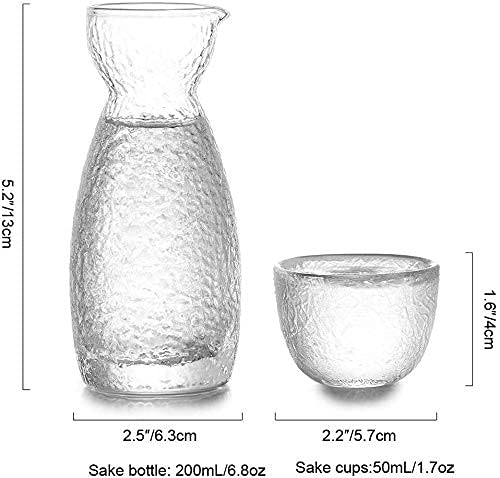 Whisky Karaf Japanse Koude Sake Glazen, Helder Uniek Trendy Drijvend Ontwerp, Met 1 Sake Karaf Fles En 4 Saki Kopjes… - Afbeelding 3