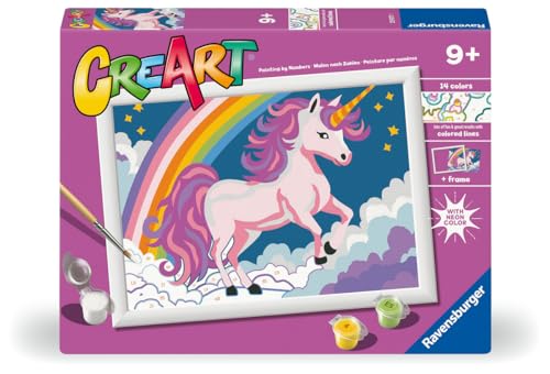 Ravensburger, Creart Unicorno Rosa Neon, Kit Colore Per Dipingere Con I Numeri, 9+