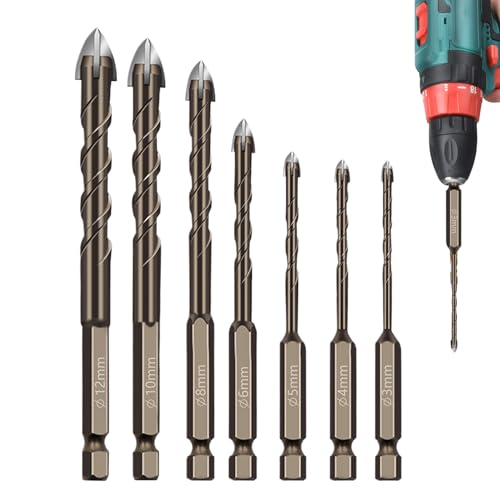 Juego De Brocas - 7 Fijación Antideslizante | Acero De Tungsteno Robusto Para Trabajo De Madera Tabiques Secadores Metalurgia Taller