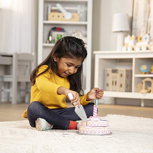 Melissa & Doug Triple-Layer Party Cake Wooden Play Food Set - Birthday Cake Pretend Food Play Set for Toddlers, Kids Ages 3+ - image 8