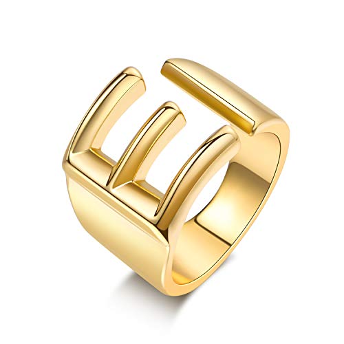 Gold Initial Ring for Women Gold Letter Ring Adjustable Rings Chunky Gold Rings Initial Jewelry