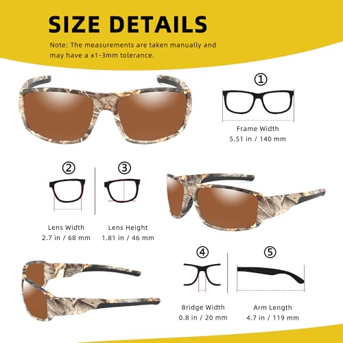 Image of Camo Polarized Wrap-around Sport Sunglasses for Men Women UV400 Driving Fishing Hunting Sun Glasses