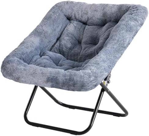 The Ultimate Guide to Cozy Reading Chairs: Find Your Perfect Reading Nook Companion 📚 Simple Deluxe Oversized Square Moon Chair for Adults, Soft Faux Fur Folding Lounge Chair with Sturdy Steel Frame, Comfortable Reading Gaming Chair for Living Room, Bedroom, Grey