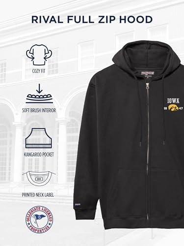 JanSport NCAA Officially Licensed Rival Full Zip Hood, Long Sleeve Unisex Hoodie, Cotton-Polyester Blend with Double-Layered Fleece Hood & Extra-Deep Front Pockets, Adjustable Drawstring Black - image 5
