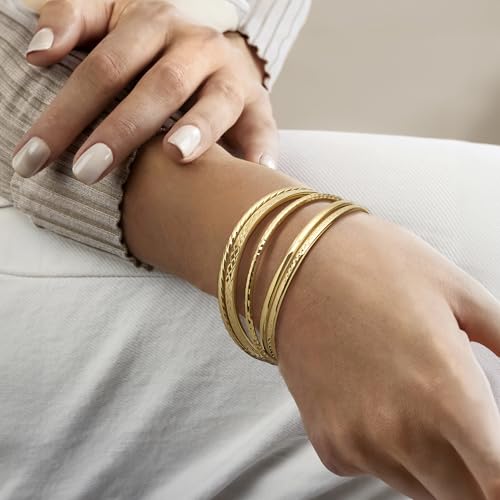 Ross-Simons 18kt Gold Over Sterling Jewelry Set: 5 Textured Bangle Bracelets2