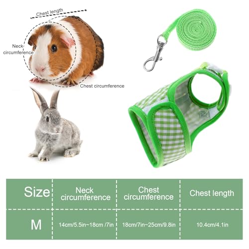 Image of Guinea Pig Harness and Leash, Adjustable Guinea Pig Harness | Elastic Guineas Pigs Leash and Harnes, Ideal for Pet Hamster Squirrel Animals, Safe Pet Supervision, Green Plaid
