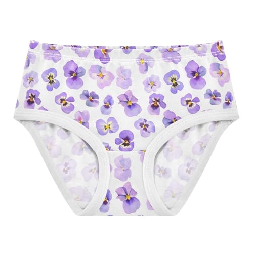 Cotton Girls Underwear Toddlers Purple Violet Pansy Flowers White Little Girl Panties Artistic Kids Briefs Undies 2t - Main Image