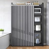 Rideau Cache Placard Cuisine Auto-adhésif - Tissu Poils Courts 50x70 Cm, Sans Perçage, Lavable
