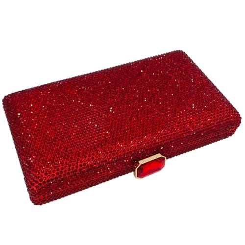 Image of Boutique De FGG Crystal Evening Bags for Women Formal Party Box Clutch Wedding Rhinestone Handbags Bridal Clutch Purse,Mini