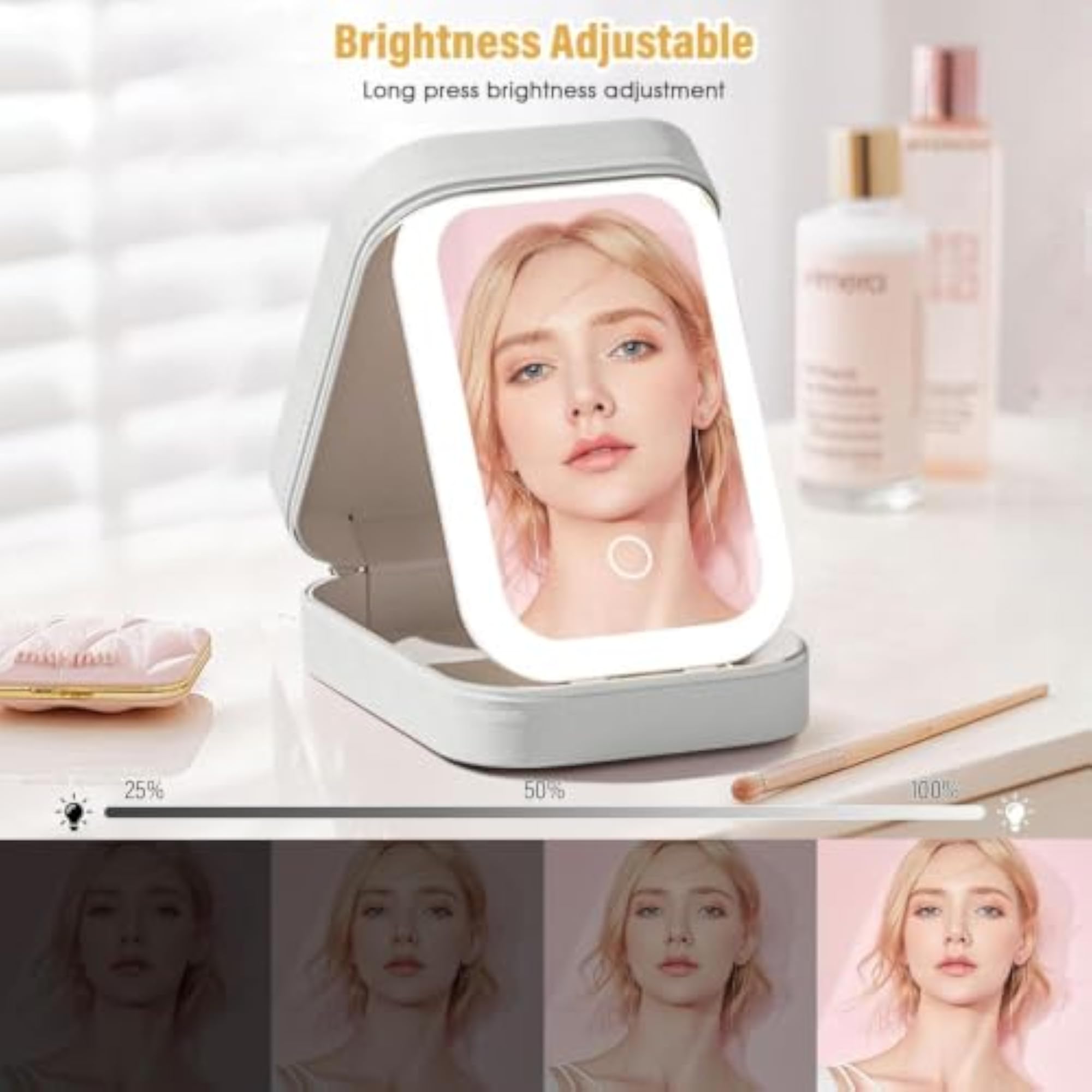 2-in-1 LED Makeup Mirror and Jewellery Organiser Box
