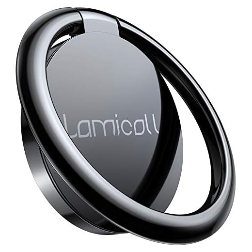 Cell Phone Ring Holder Finger Stand - Lamicall Phone Kickstand, Metal Grip Hook Work with Magnetic Car Mount, Compatible with iPhone 11 Pro Xs Max XR X 8 7 6 6s Plus, Smartphone Accessories - Black