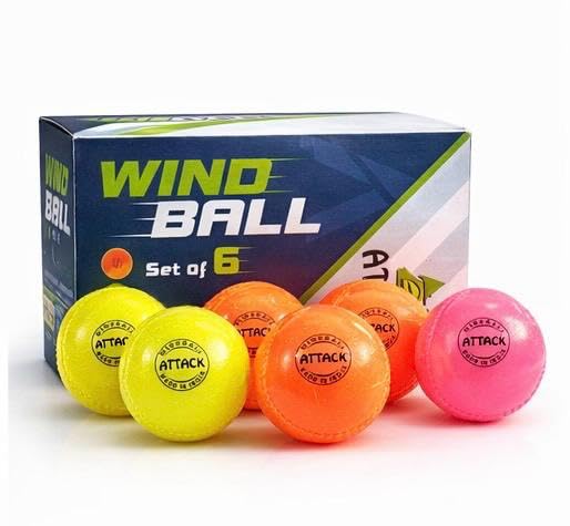 TRAIS Attack Wind Ball Set of 6 for Cricket Practice, Soft Practice for Kids, Lightweight Training Balls for Indoor and Outdoor Play, Multi Color Sports Ball for Backyard Fun Games-image-28