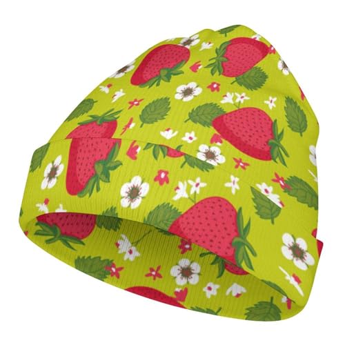 Strawberry Flower Kids Beanie Hat for for Girls Boys Children Cap Winter Knitted Chemo Cancer Headwear Accessories Gifts Decoration
