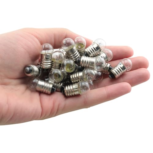 DGZZI 25PCS E10 Mini Screw Bulb Replacement Screw Small Electric Bead Old Fashioned Flashlight Holder for Physical Electrical Experiments Screw Base Indicator Bulb 1.5V 0.3A - Thumbnail 5