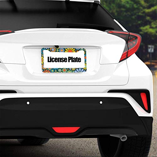 Newcoco Customized License Plate Frame 12×6 Inch American And Canadian Standard License Plate Is Applicable Abstract Hippie Flower #TOP1