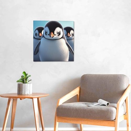 Impression sur toile pingouin décoration murale maison salon 30 cm