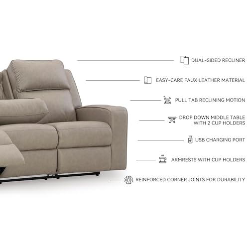 Contemporary Faux Leather Reclining Sofa with USB Ports - Image 5