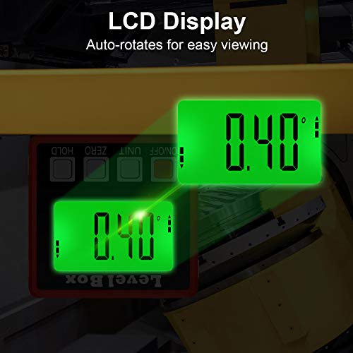 Digital Angle Finder, JUEMEL Magnetic Angle Gauge Electronic Level Box, Backlight LCD Angle Measure Tools, Mini Inclinometer Protractor for Woodworking