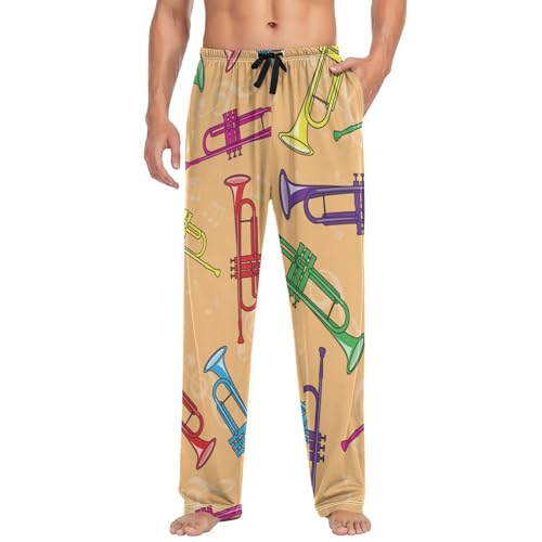 Colorful Trumpets Music Men's Pajama Pants, S M L XL XXL