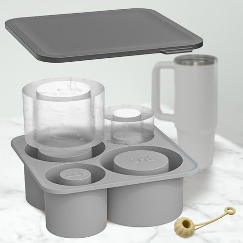 LuvLyfe Ice Mold for Stanley Cup, 4 in1 Silicone Hollow Cylinder Ice Cube Tray Compatible with 20-30-40 Oz Tumbler, Drink, Juice, Whiskey, Cocktail.(Grey)