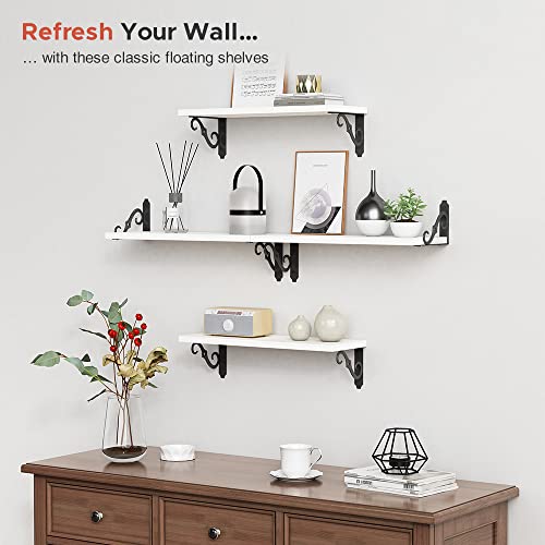 White Wall Shelves For Bedroom Aesthetic Set Of 4, Wood Floating Bookshelf For Bedroom Storage, Small Wall Mounted Shelves For Women Kids Girls Room, Bathroom Organizer, Nursery Books, Office #TOP5