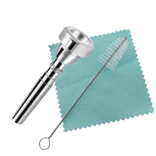 CashBeat 5C Trumpet Mouthpiece, Silver Plated Brass with Cleaning Brush