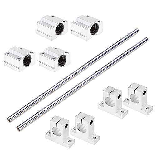 2Pcs 8Mmx 300Mm Linear Motion Rod Shaft Guide With 4 Pcs Ball Bearing & 4 Pcs Aluminum Rail Support Guide Set For Diy Craft Tool #TOP15