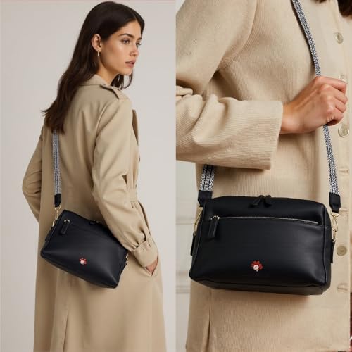 Leather Crossbody Purses for Women,Small Cross Body Bag Wide Adjustable Strap Shoulder Handbag with Credit Card Slots2