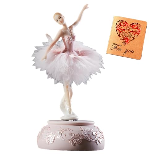 Briskfeel Enchanting Ballerina Music Box Ballerina Rotates with Mechanical Movement - Swan Lake Melody Feathered Tutu Musical Box for Elegant Home Decor and Gift (Pink Ballet)