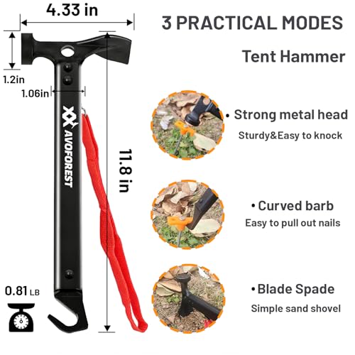 AVOFOREST 20-Piece Tent Stakes and Hammer Kit