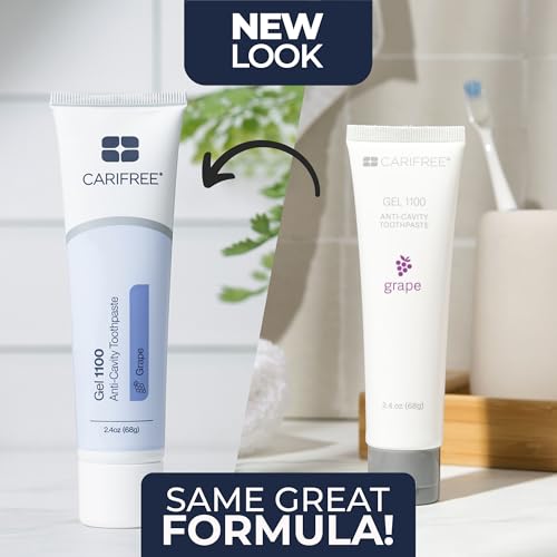 Image of CariFree Gel 1100, Grape Flavored, Anti-Cavity Fluoride Toothpaste with Nano Hydroxyapatite for pH Neutralization, Enamel Protection, Dentist Recommended for Kids and Adults, Dentist Developed