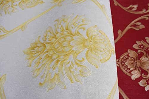 Retro Simplicity 3D Fine Embossed PVC Wallpaper European Damasks Bedroom Living Room TV Background Wall Shop Decoration Clothing Store Studio Coffee Shop Hotel 1.73'W x 32.8'L Non-Pasted (Beige) - Image 4