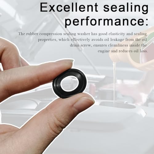 Image of 25 PCS M14 Car Oil Drain Plug Gasket, Rubber Oil Drain Plug Crush Washers Sealing Gasket, Vehicle Engine Oil Seal Washer Replacement for Car Truck SUV, Car Accessories