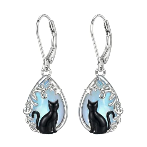Boucles d'oreilles chat noir en argent pour illuminer vos tenues de bureau