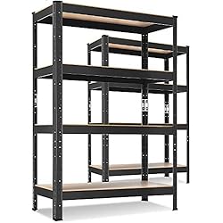 Estanteria 160 Ancho MASKO® Juego de 2 estanterías para almacenamiento de cargas pesadas para bodegas, 2x negro 700kg, 2x 160x80x40cm