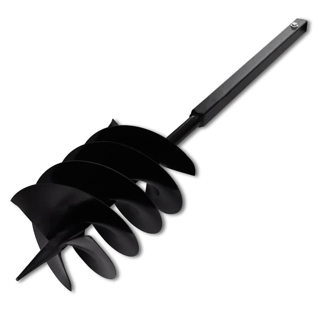 Erdbohrer mit Griff 200 mm, manueller Handbohrer für Garten, Pflanzbohrer mit Doppelspirale für Kompost und Bodenbelüftung, Stahl Schwarz