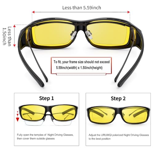 Image of URUMQI Night Vision Driving Glasses Fit Over Eyeglasses for Men Women