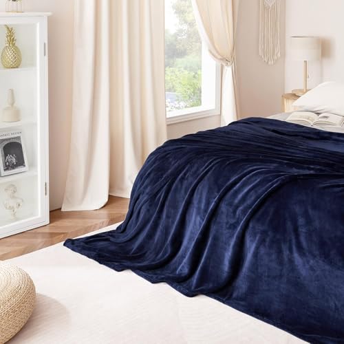 Image of Amazing Super Soft Double Bed Woollen Quilt Cover, 310TC Warm Duvet Cover, Woolen Duvet Cover /Rajai Cover /Blanket Cover /Quilt Cover King Size=90x100 Inches, Winter Blanket Cover (Navy Blue)