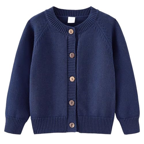Girls Boys Knit Cardigan Sweater Long Sleeve Fall Winter Solid Color Cotton Button Open Front Coat 1-10T Casual Top