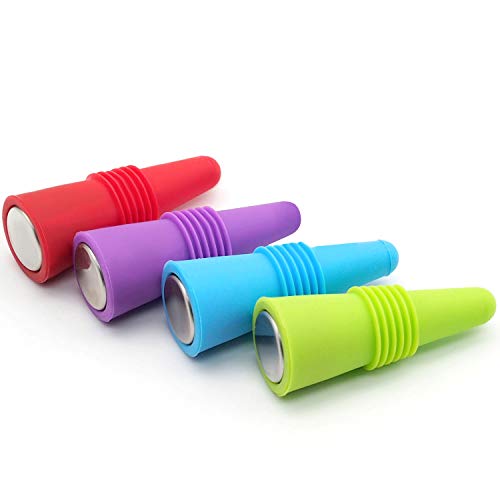 Bouchon de Bouteille en Silicone,Bouchon pour Vin 8 pièces Multicolore Réutilisable Bouchon Bouteille avec Filetée pour Bouteille de vin et de Boisson - Image 3