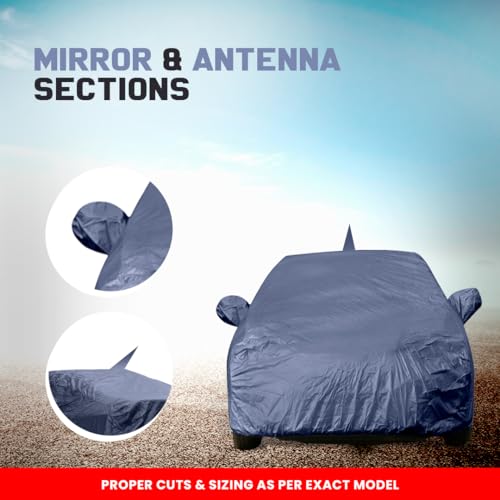 Image of Swift Dustproof Car Cover with Mirror & Antenna Pockets, Navy Color, Taffeta Polyster,Triple Stitched, Compatible with Maruti Swift Car Cover (2005 to 2017), Car Accessories