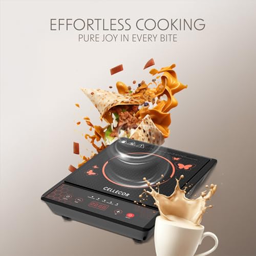 Image of CELLECOR ICT02CE 2000 Watts Induction Cooktop with Auto-Switch Off | 5 Preset Modes | Soft Push Button Control | Overheat Protection | Frameless Operation | Easy-to-Clean- Surface |1-Year Warranty