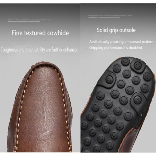 Men's Classic Business Leather Hand Stitched Flat Loafers,Orthopedic Slip-On Loafers Men's Premium Genuine Leather Outdoor Comfortable Non-Slip Lightweight Driving Shoes4